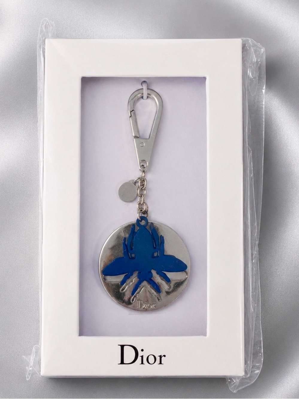 Rare Dior Blue Bee Key Holder Keychain VIP Gift Collectible NIB Dior Box